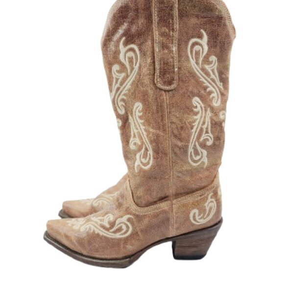 Corral Shoes - Corral Women's Brown R1974 Honey Cortez Embroidered Cowboy Western Boot Size 8.5